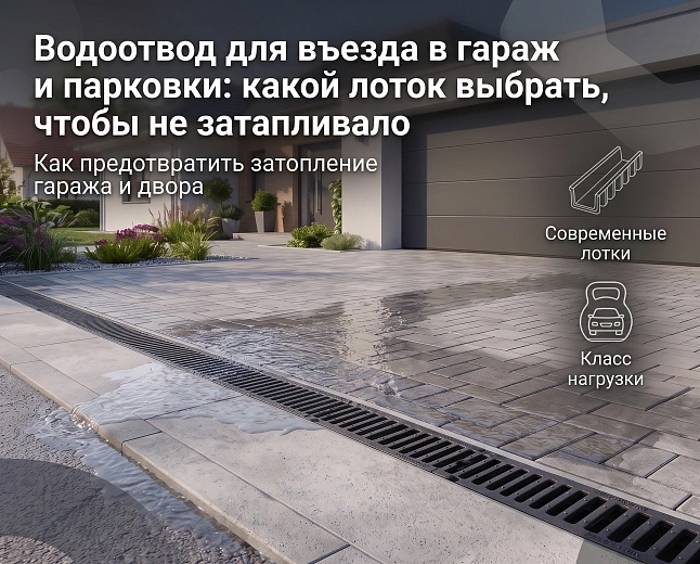 Водоотвод для въезда в гараж и парковки: какой лоток выбрать, чтобы не затапливало
